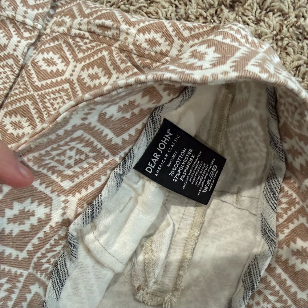 Dear John Tan and White Patterned Shorts - Picture 3 of 4